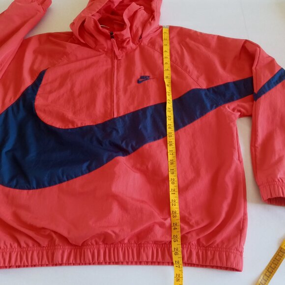 Vtg Nike Big Swoosh  Anorak Half Zip Red Navy Blue Jacket Size Medium but roomy - Picture 4 of 7